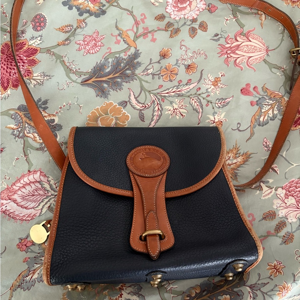 Dooney & Bourke Blue and Tan Leather Crossbody Bag